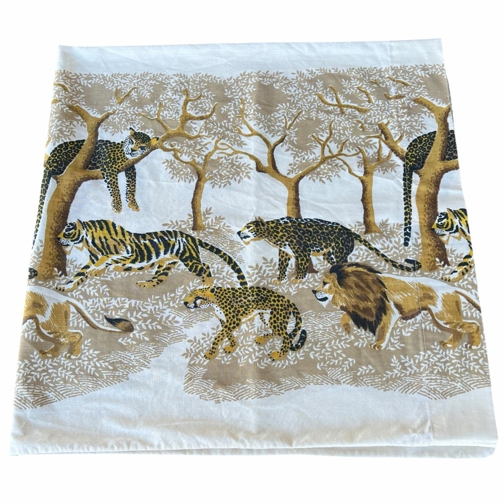 Vintage Tastemaker Big Cat Safari Pillowcase King Size 50/50 Made in USA 70s GUC